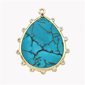 Natural Howlite Turquoise Teardrop Pendant Teal Dye, approx 20-25mm [GM22760]