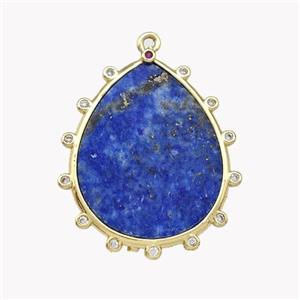 Natural Lapis Lazuli Teardrop Pendant Blue Flat, approx 20-25mm [GM22762]