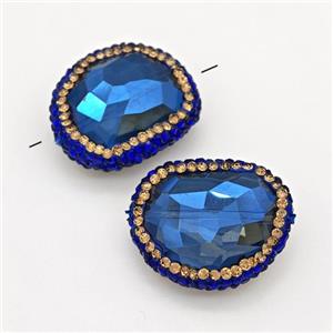 Chinese Crystal Glass Beads Pave Rhinestone Blue, approx 22-28mm [GM22766]