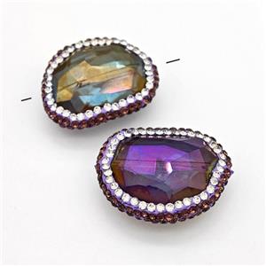 Chinese Crystal Glass Beads Pave Rhinestone Rainbow, approx 22-28mm [GM22767]