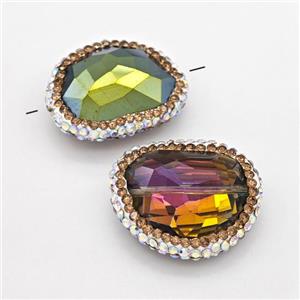 Chinese Crystal Glass Beads Pave Rhinestone Rainbow, approx 22-28mm [GM22768]