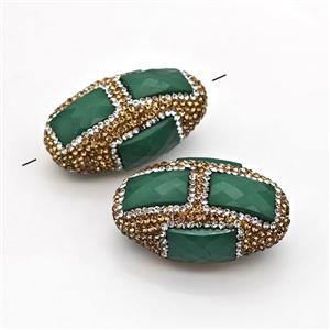 Clay Rice Beads Pave Rhinestone Green Jade, approx 23-35mm [GM22771]