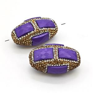 Clay Rice Beads Pave Rhinestone Purple Jade, approx 23-35mm [GM22772]