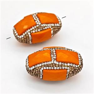 Clay Rice Beads Pave Rhinestone Orange Jade, approx 23-35mm [GM22775]