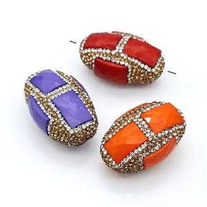 Clay Rice Beads Pave Rhinestone Jade Mixed, approx 23-35mm [GM22777]