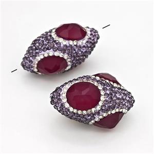 Clay Rice Beads Pave Rhinestone Red Jadeite Glass, approx 17-35mm [GM22779]