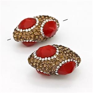 Clay Rice Beads Pave Rhinestone Red Jadeite Glass, approx 17-35mm [GM22781]