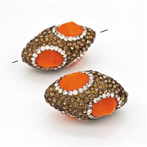 Clay Rice Beads Pave Rhinestone Orange Jadeite Glass, approx 17-35mm [GM22782]