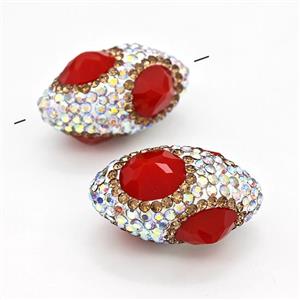 Clay Rice Beads Pave Rhinestone Red Jadeite Glass, approx 17-35mm [GM22784]