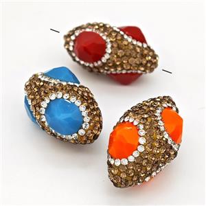 Clay Rice Beads Pave Yellow Rhinestone Jadeite Glass Mixed, approx 17-35mm [GM22788]