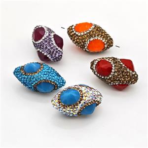 Clay Rice Beads Pave Rhinestone Jadeite Glass Mixed, approx 17-35mm [GM22789]