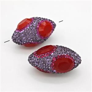 Clay Rice Beads Pave Purple Rhinestone Red Jadeite Glass, approx 17-35mm [GM22794]