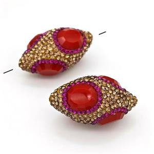 Clay Rice Beads Pave Yellow Rhinestone Red Jadeite Glass, approx 17-35mm [GM22797]