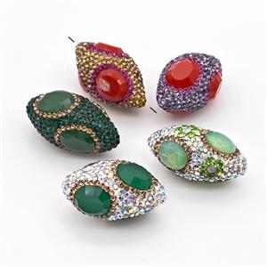 Clay Rice Beads Pave Rhinestone Jadeite Glass Mixed, approx 17-35mm [GM22800]