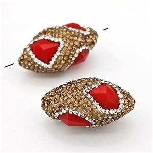 Clay Rice Beads Pave Yellow Rhinestone Red Jadeite Glass, approx 17-35mm [GM22801]