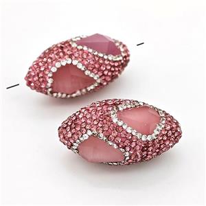 Clay Rice Beads Pave Pink Rhinestone Jadeite Glass, approx 17-35mm [GM22803]