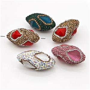 Clay Rice Beads Pave Rhinestone Jadeite Glass Mixed, approx 17-35mm [GM22805]