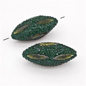 Clay Rice Beads Pave Green Rhinestone Olive Crystal Glass, approx 16-35mm [GM22807]
