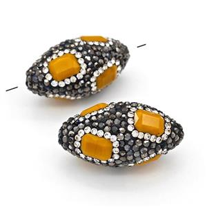 Clay Rice Beads Pave Rhinestone Yellow Synthetic Turquoise, approx 16-35mm [GM22818]