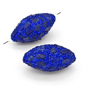 Clay Rice Beads Pave Blue Rhinestone Lapis, approx 16-35mm [GM22819]
