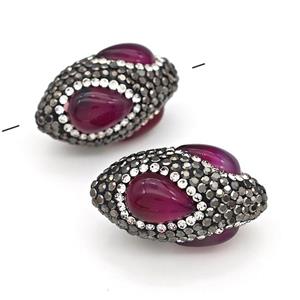 Clay Rice Beads Pave Rhinestone Red Agate, approx 17-35mm [GM22823]