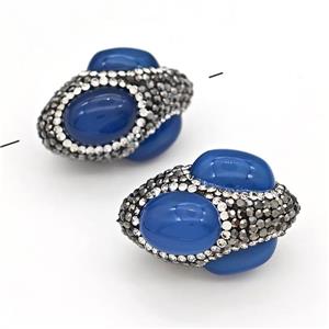 Clay Rice Beads Pave Rhinestone Blue Agate, approx 19-35mm [GM22825]