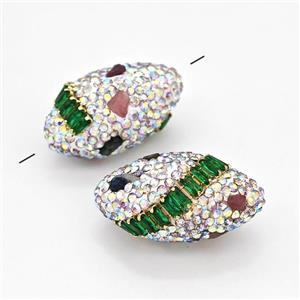 Clay Rice Beads Pave White Rhinestone Tourmaline, approx 16-30mm [GM22830]