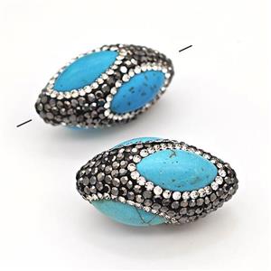 Clay Rice Beads Pave Rhinestone Blue Synthetic Turquoise, approx 18-35mm [GM22836]