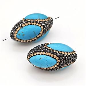 Clay Rice Beads Pave Rhinestone Blue Synthetic Turquoise, approx 18-35mm [GM22837]