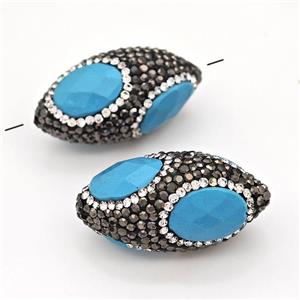 Clay Rice Beads Pave Rhinestone Blue Synthetic Turquoise, approx 18-35mm [GM22838]