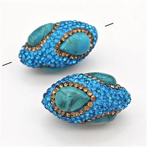 Clay Rice Beads Pave Blue Rhinestone Blue Synthetic Turquoise, approx 18-35mm [GM22840]