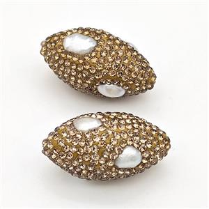Clay Rice Beads Pave Yellow Rhinestone Pearl, approx 19-33mm [GM22858]