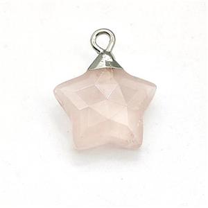 Natural Pink Rose Quartz Star Pendant, approx 14mm [GM22860]