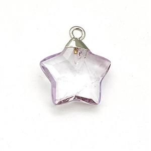 Natural Amethyst Star Pendant Lt.purple, approx 14mm [GM22863]