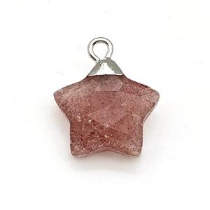 Natural Pink Strawberry Quartz Star Pendant, approx 14mm [GM22867]