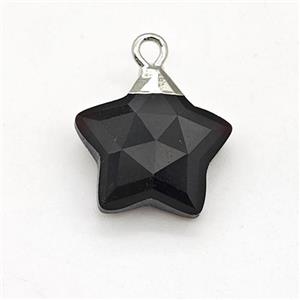 Natural Black Onyx Agate Star Pendant, approx 14mm [GM22868]
