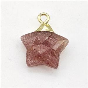 Natural Pink Strawberry Quartz Star Pendant, approx 14mm [GM22880]