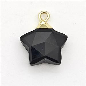 Natural Black Onyx Agate Star Pendant, approx 14mm [GM22881]