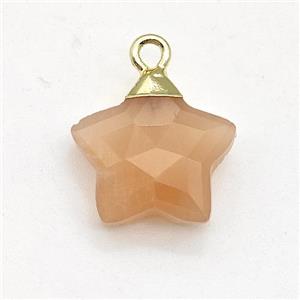 Natural Peach Moonstone Star Pendant, approx 14mm [GM22882]