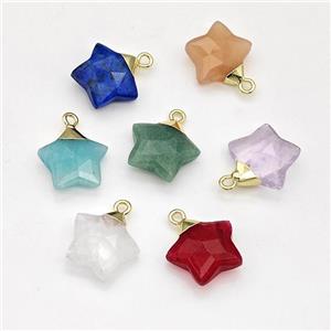 Natural Gemstone Star Pendant Mixed, approx 14mm [GM22884]