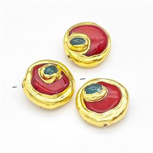 Red Coral Beads Freeform Gold Plated, approx 16-18mm [GM22887]