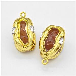 Red Jasper Pendant Freeform Gold Plated, approx 18-25mm [GM22902]