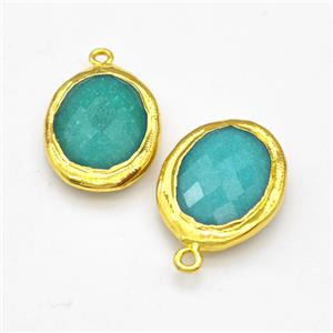 Green Dye Jade Oval Pendant Gold Plated, approx 18-25mm [GM22903]