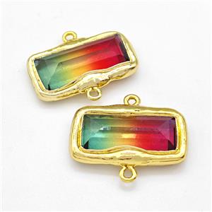Crystal Glass Rectangle Connector Multicolor Gold Plated, approx 18-28mm [GM22914]