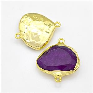 Purple Crystal Glass Connector Freeform Gold Plated, approx 22-25mm [GM22919]
