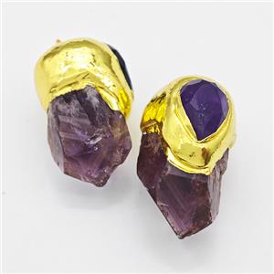Natural Purple Amethyst Pendant Gold Plated, approx 16-35mm [GM22924]