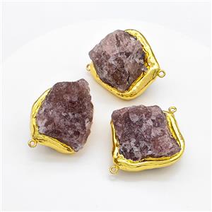 Natural Red Carnelian Agate Nugget Connector Freeform Gold Plated, approx 35-45mm [GM22930]