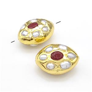 White Pearl Oval Beads Gold Plated, approx 22-32mm [GM22936]