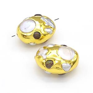 Pearl Oval Beads Gold Plated, approx 25-33mm [GM22939]