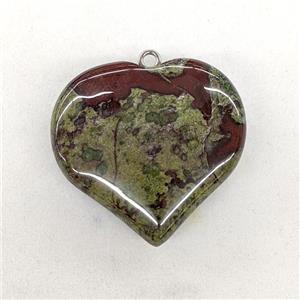 Natural Bloodstone Heart Pendant Green, approx 40mm [GM22944]